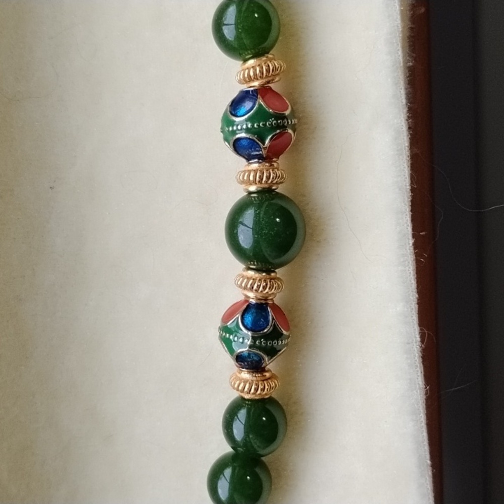 HAND CRAFTED CLOISONNE AND JADE BRACELET - Picture 2 of 5